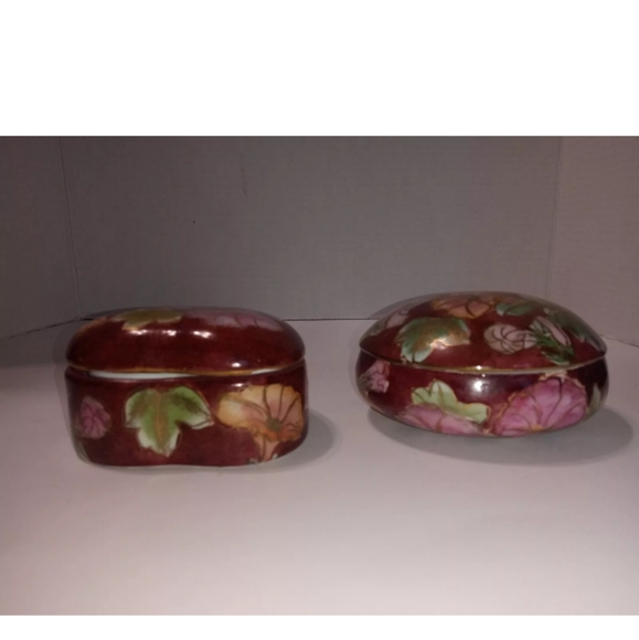 Set of 2 Cloisonne Trinket Jars- Beautiful Design - Picture 3 of 6